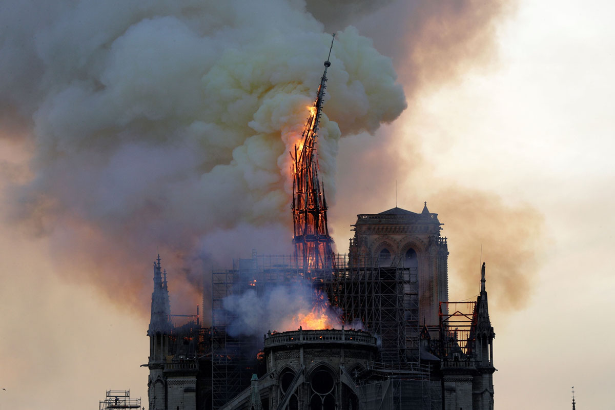 Major fire substantially destroyed Paris' historic Notre-Dame Cathedral