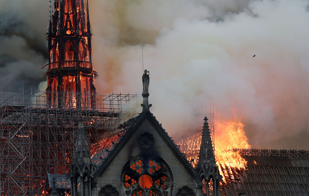 Major fire substantially destroyed Paris' historic Notre-Dame Cathedral