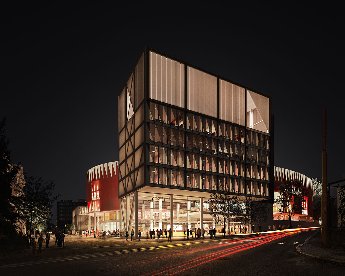Chybik + Kristof converts former arena into a four-building multifunctional center in Czech Republic