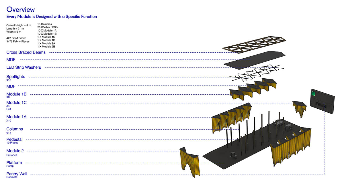 MEAN* reveals cathedral-like pavilion with lightweight fabric strips at Dubai's World Trade Center