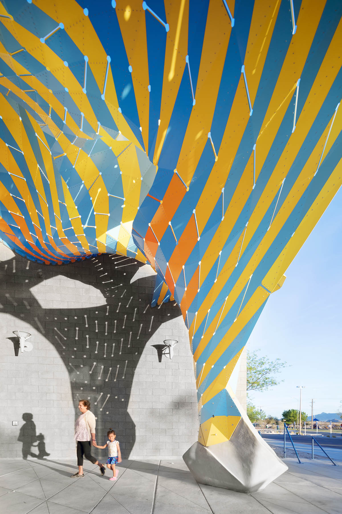 THEVERYMANY adds two-sided sculptural canopy to the entrance of Westside Natatorium in El Paso