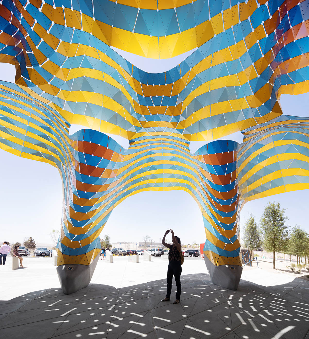 THEVERYMANY adds two-sided sculptural canopy to the entrance of Westside Natatorium in El Paso