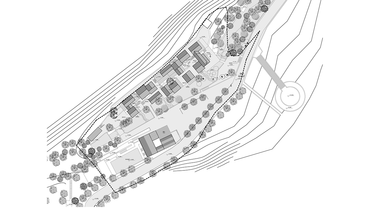Penda China built resort with solid stones and wood structures evoking folk houses of China 