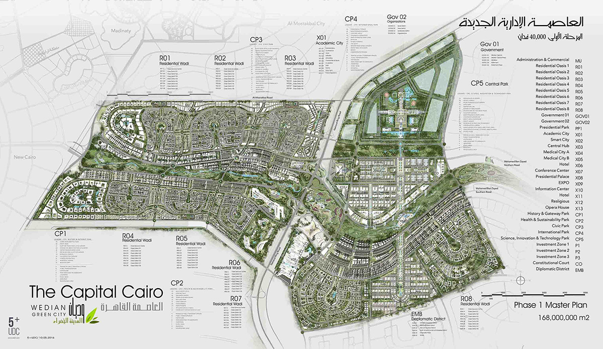 The construction of the 35-km Green River in the Egyptian New Administrative capital