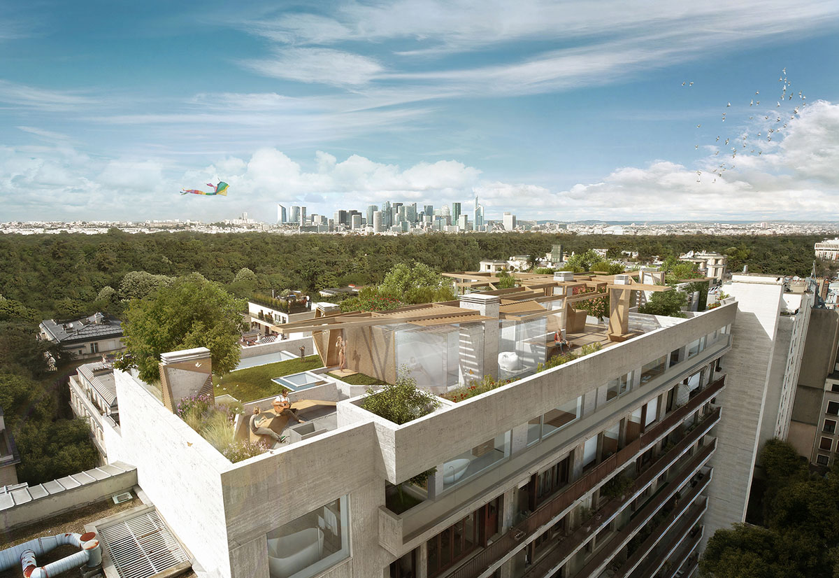 Matteo Cainer Architects designs penthouse with free-flowing spaces on Paris' old apartment