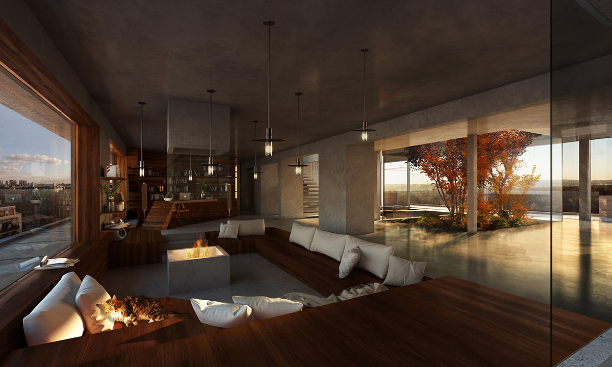 Matteo Cainer Architects designs penthouse with free-flowing spaces on Paris' old apartment