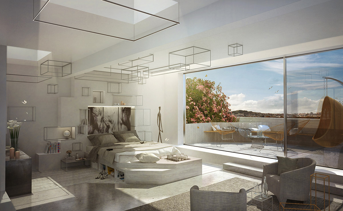 Matteo Cainer Architects designs penthouse with free-flowing spaces on Paris' old apartment