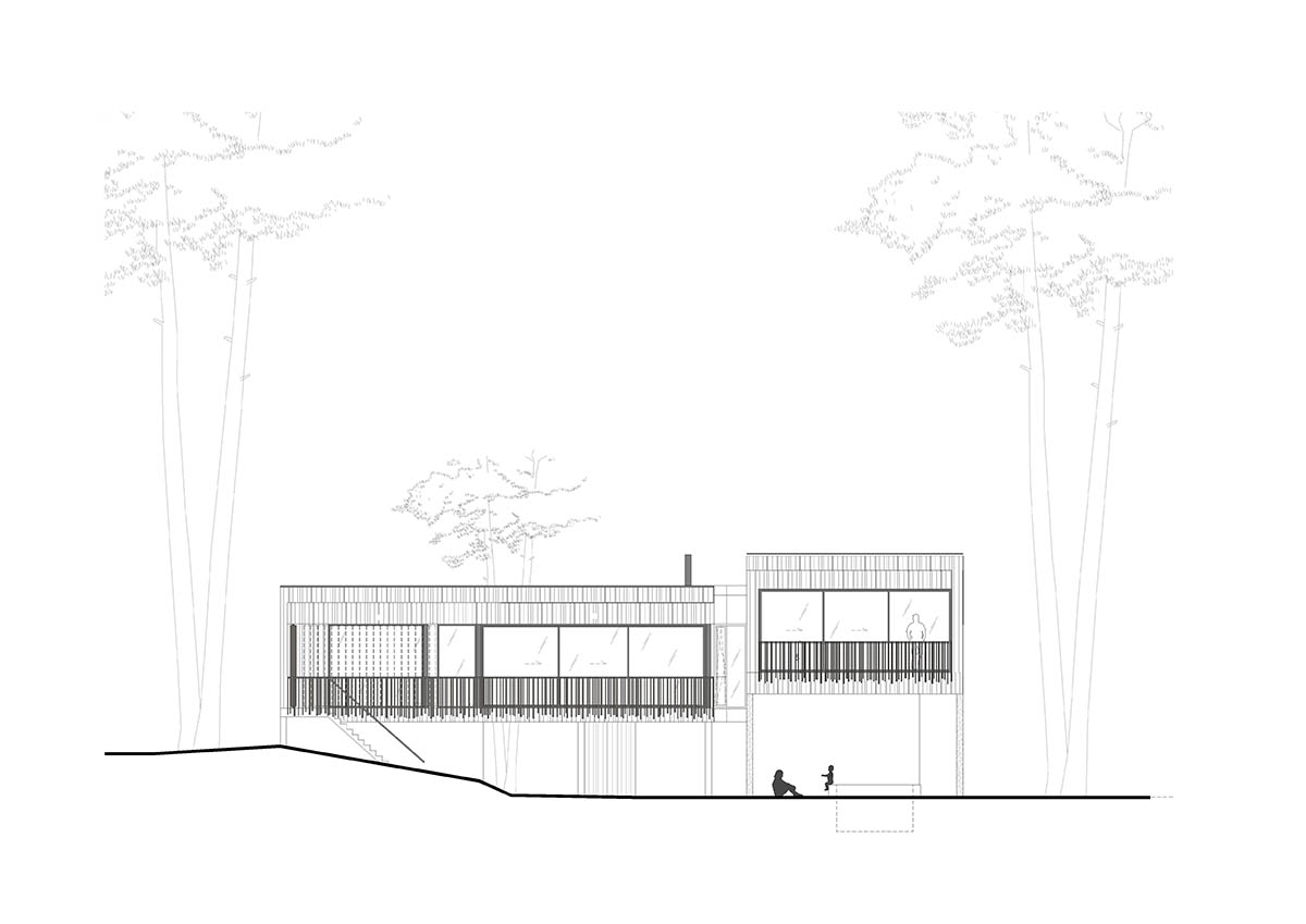 Maud Caubet Architectes built an elevated house creating a contrast in the forest in Landes