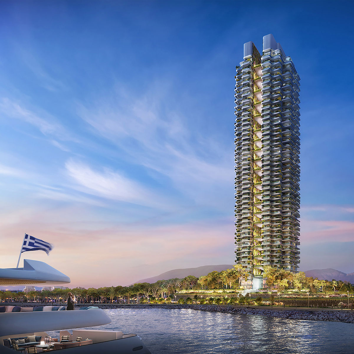 Foster + Partners designs Greece's first green high-rise building on beachfront of Agios Kosmas