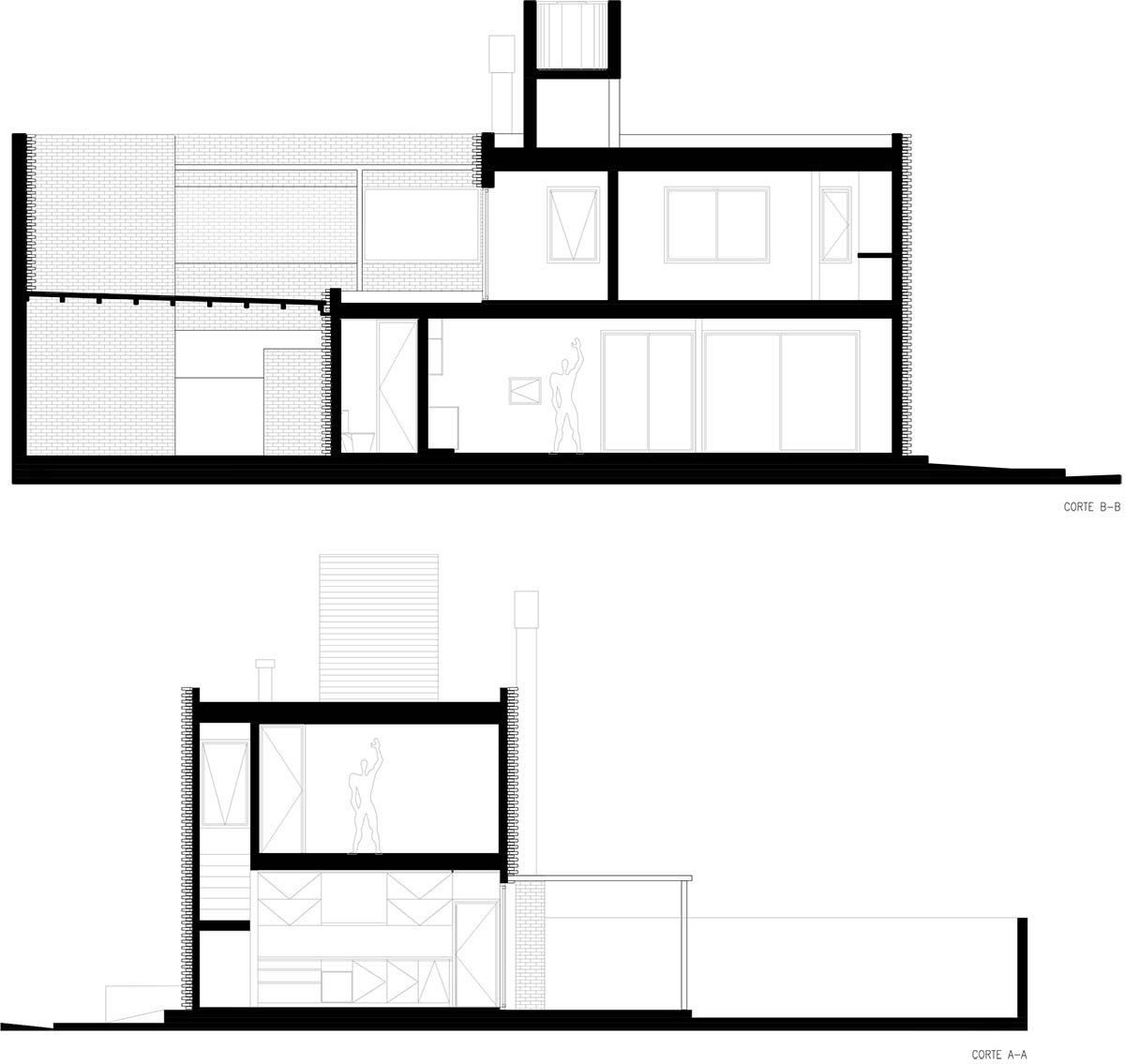 3D layer of brick wall wraps this family house to provide thermal comfort and special texture