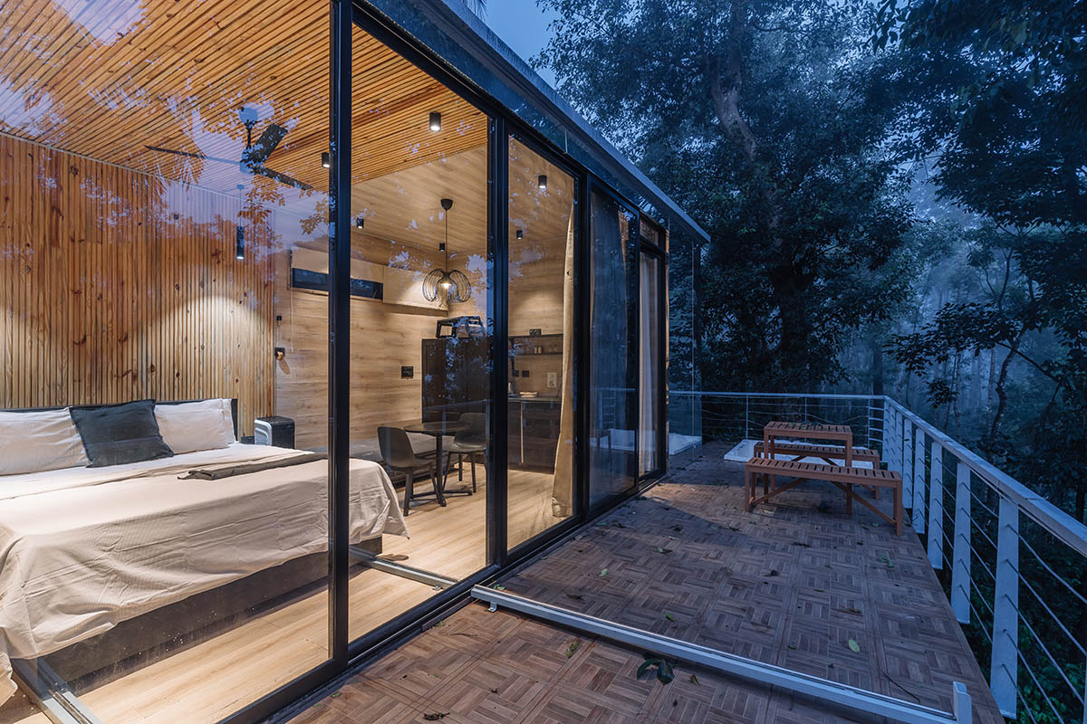 Okno Modhomes completes a serene sanctuary with a mirrored façade in Karnataka