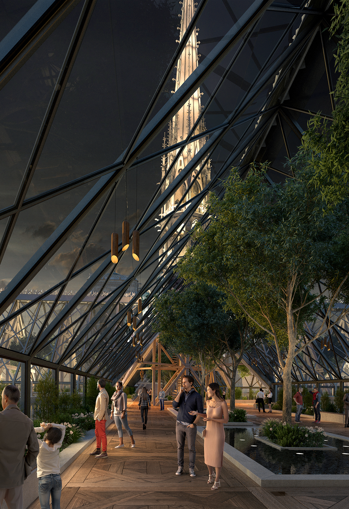 Miysis proposes fully-glazed roof and new spire for Notre-Dame Cathedral