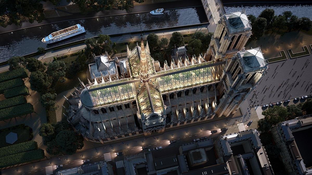 Miysis proposes fully-glazed roof and new spire for Notre-Dame Cathedral