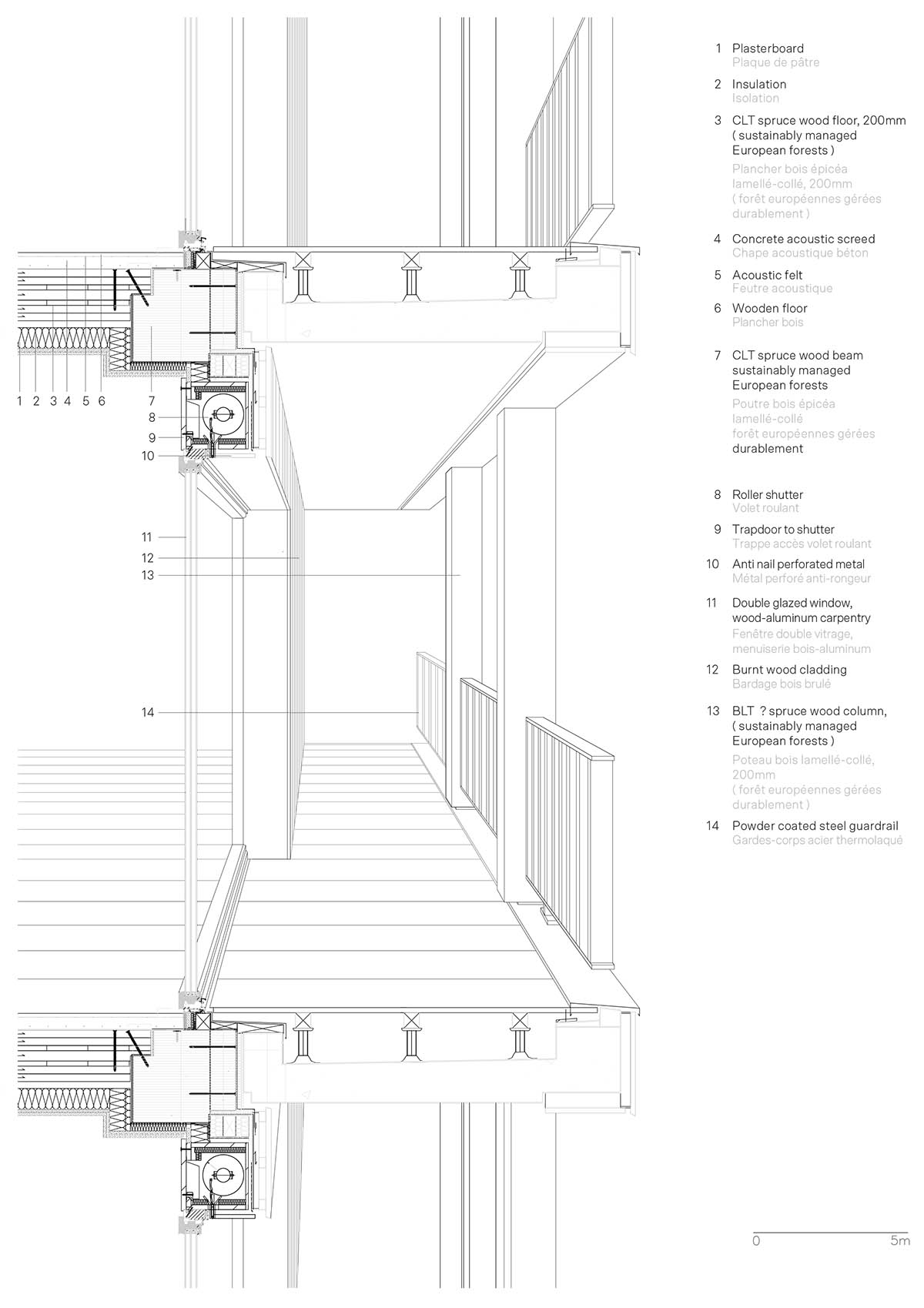 Moreau Kusunoki built residential timber tower with gridded facade in Paris 