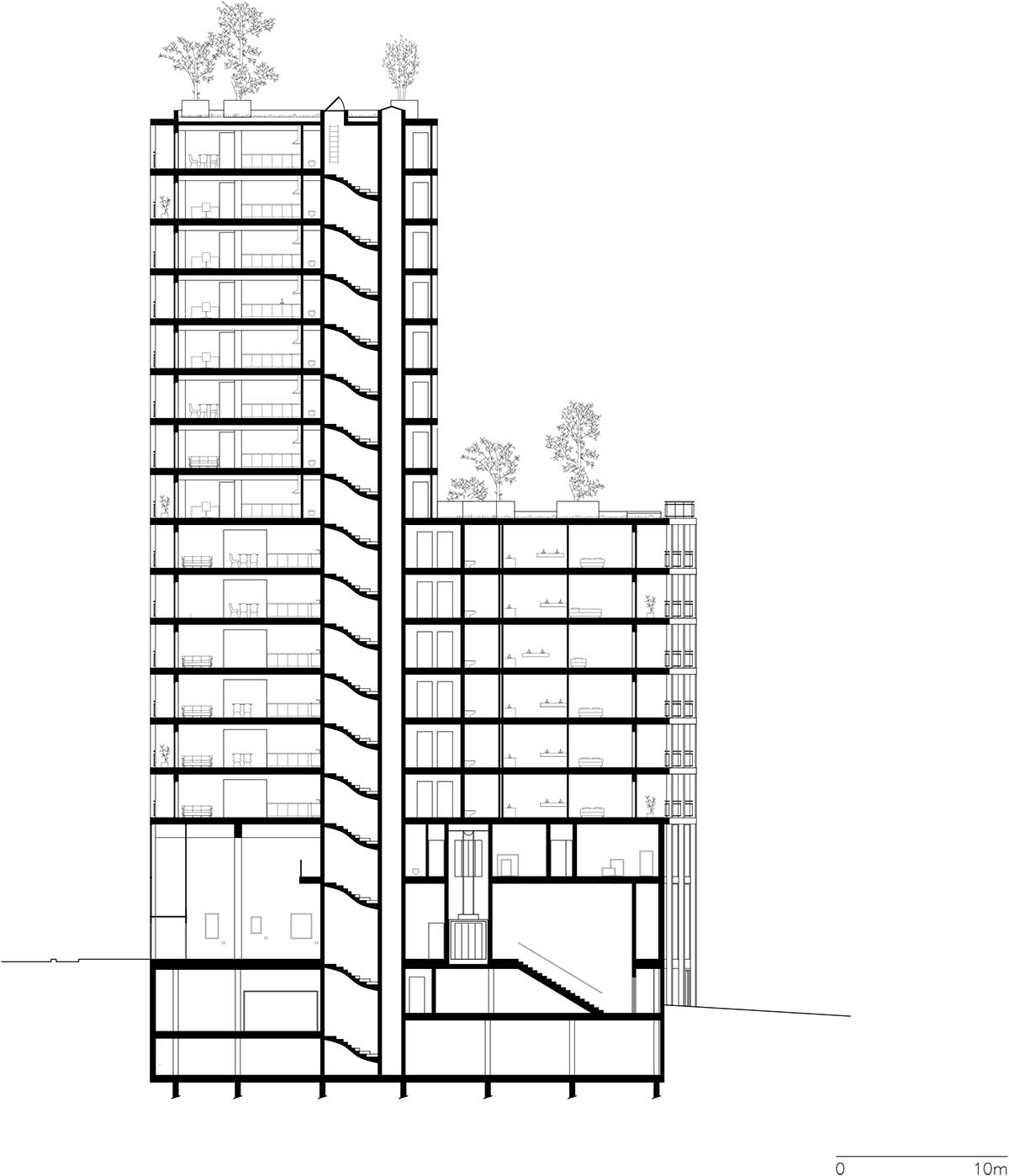 Moreau Kusunoki built residential timber tower with gridded facade in Paris 
