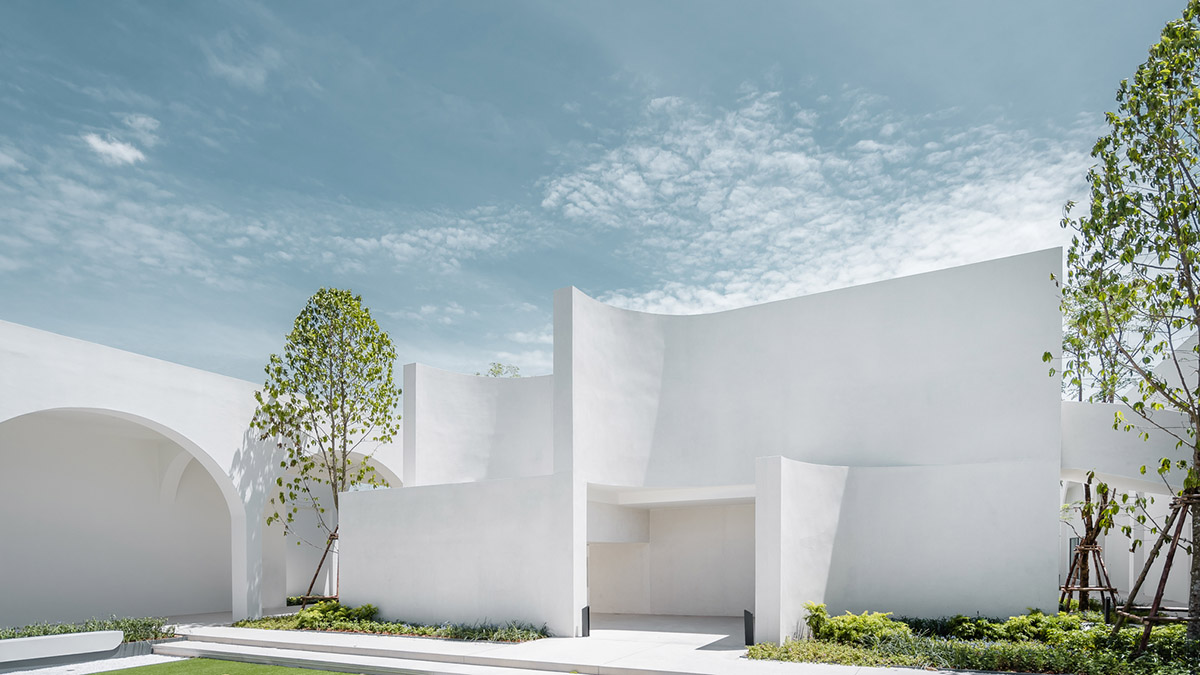 PHTAA creates flexible wedding venue with half-arch modular elements and white curved walls