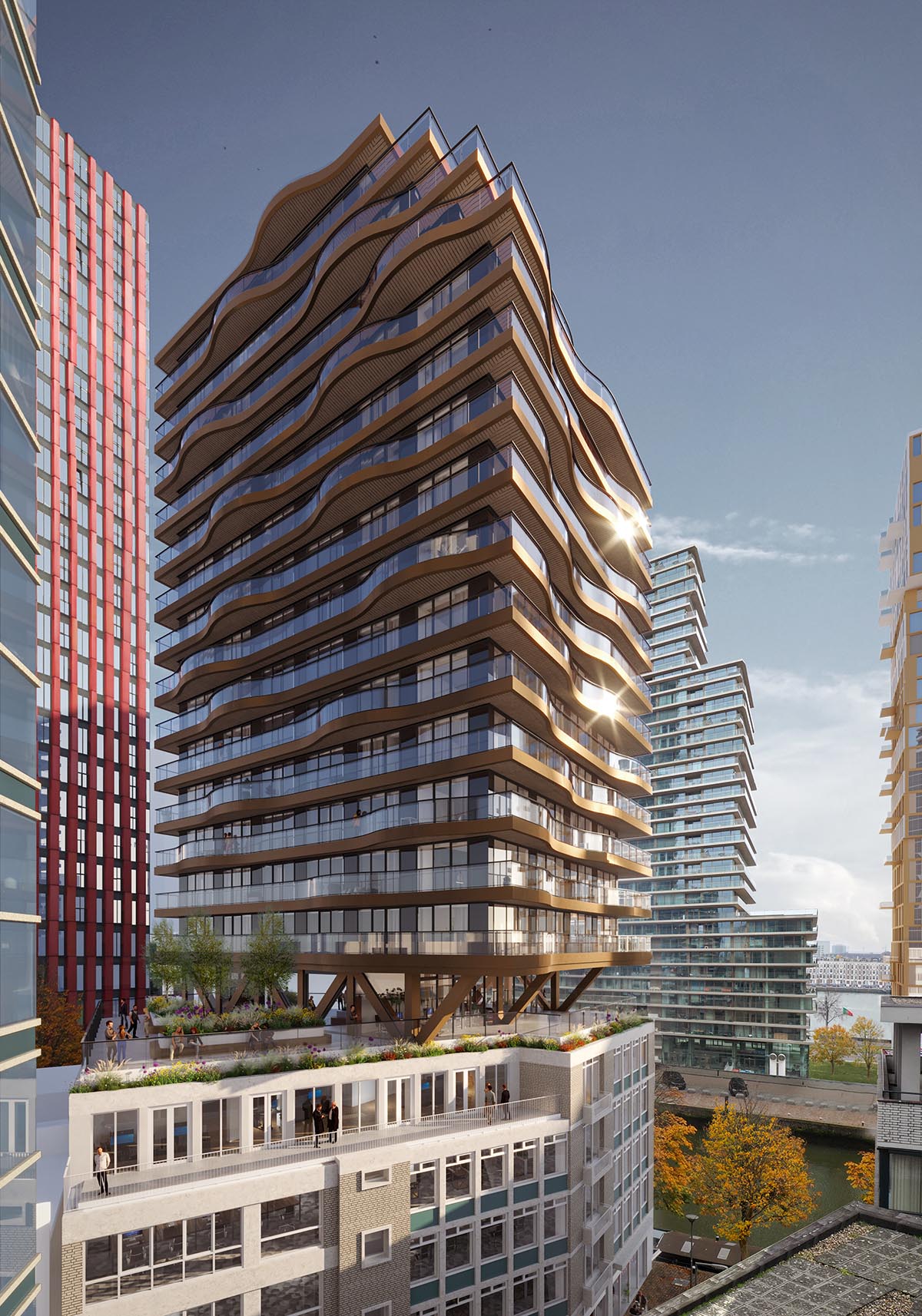 MoederscheimMoonen Architects reveals residential tower with undulating floor plates in Rotterdam