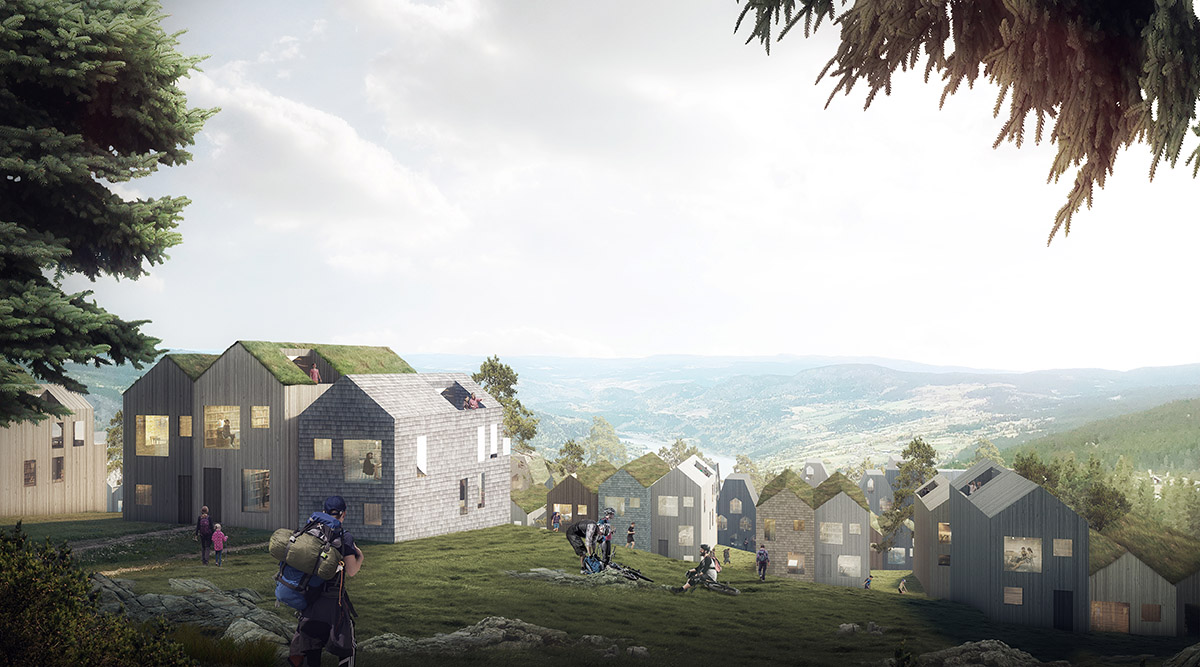 Reiulf Ramstad Arkitekter designs ski resort village with tiny houses raised over slender columns