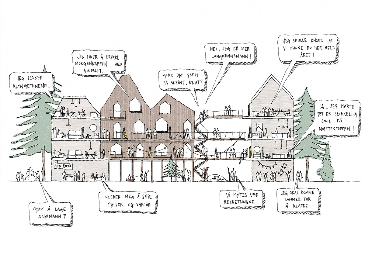 Reiulf Ramstad Arkitekter designs ski resort village with tiny houses raised over slender columns