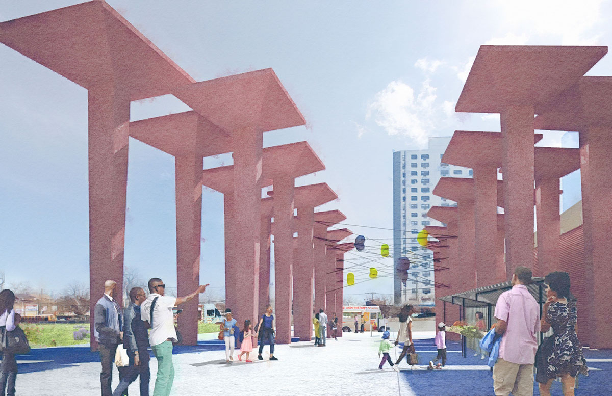 Adjaye Associates revive Newark's old electrical switching station with art walls and red columns