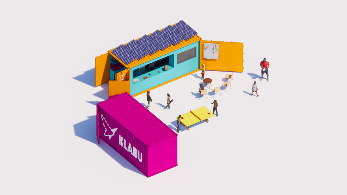 MVRDV turns old shipping container into a clubhouse for refugees