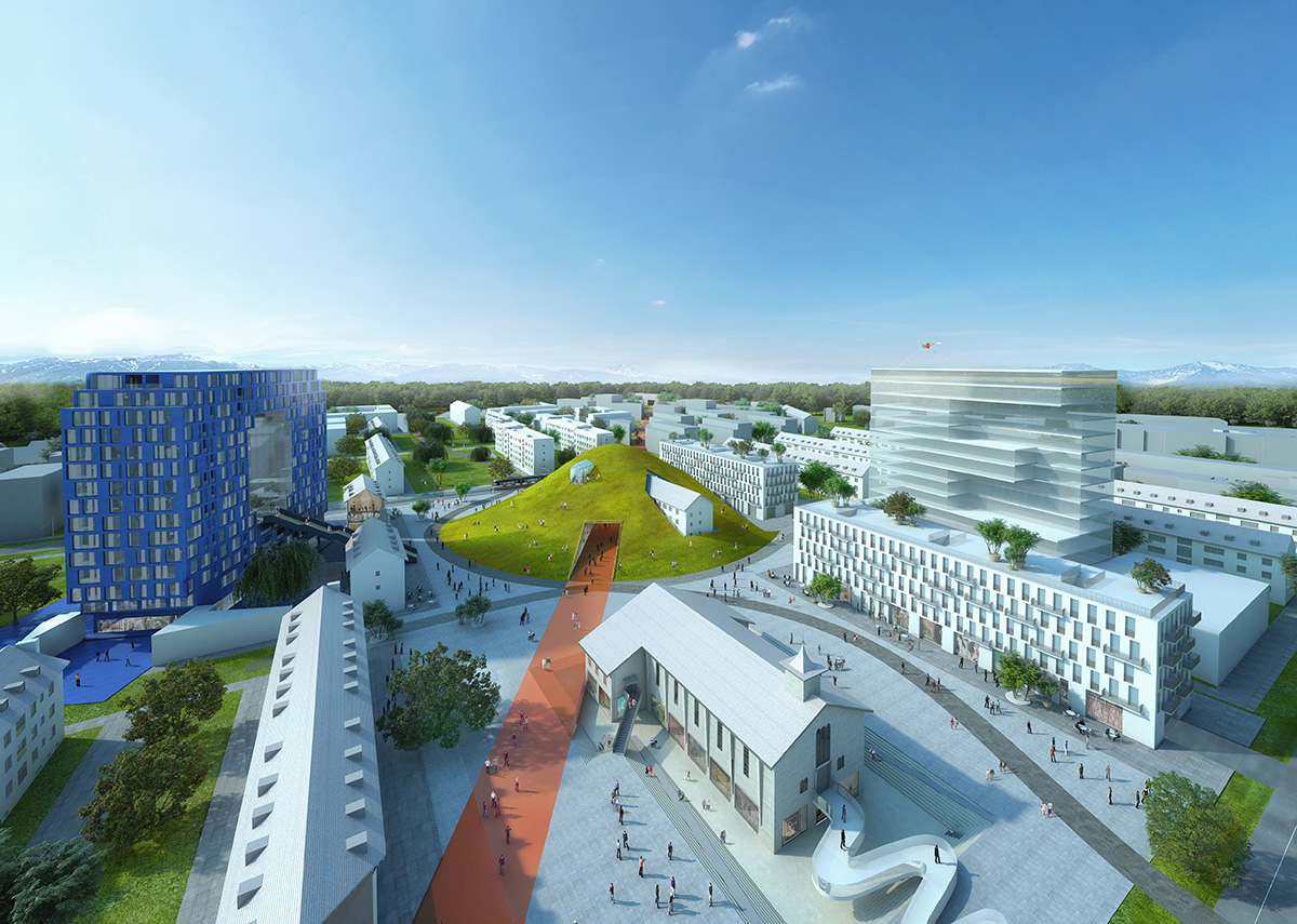 MVRDV transforms Germany’s former US army barracks into a versatile Green Hill with four towers