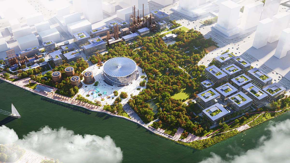 MVRDV reimagines former Hangzhou Oil Refinery Factory with cylindrical art and science museum