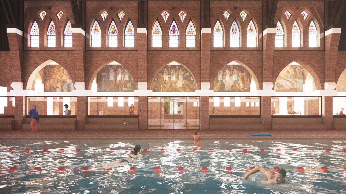 MVRDV and Zecc Architecten transform vacant church into public swimming pool in Heerlen
