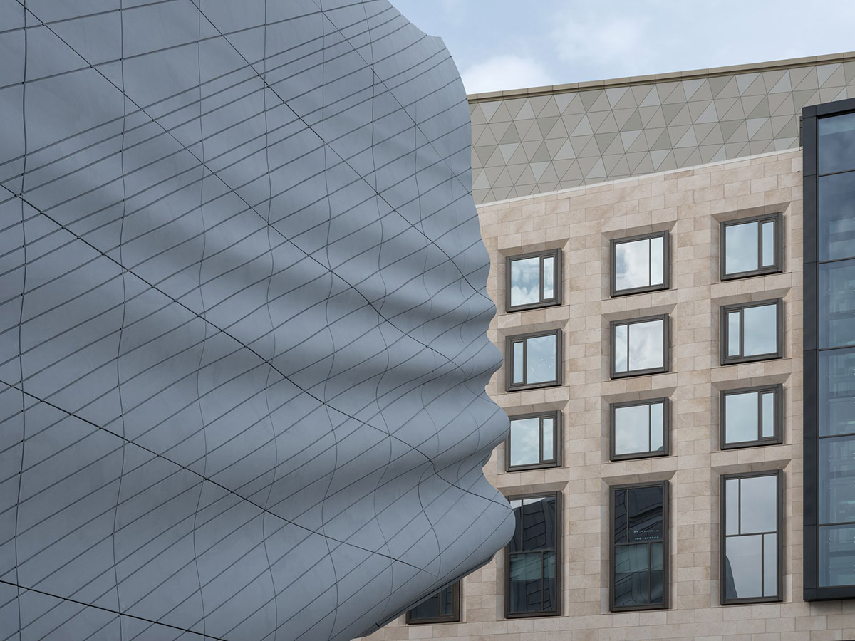 MVRDV completes entertainment complex featuring imprinted white and gold façade in Seoul