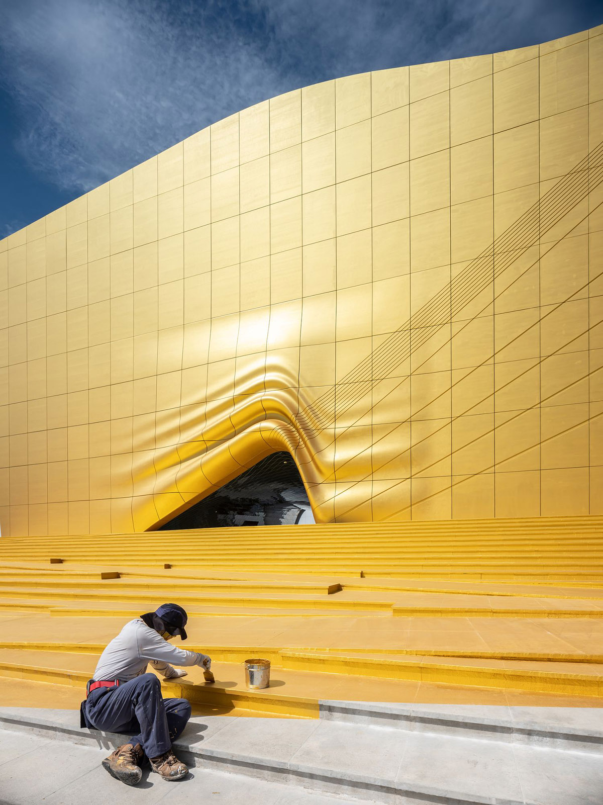 MVRDV completes entertainment complex featuring imprinted white and gold façade in Seoul