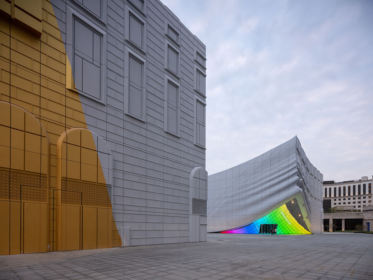 MVRDV completes entertainment complex featuring imprinted white and gold façade in Seoul