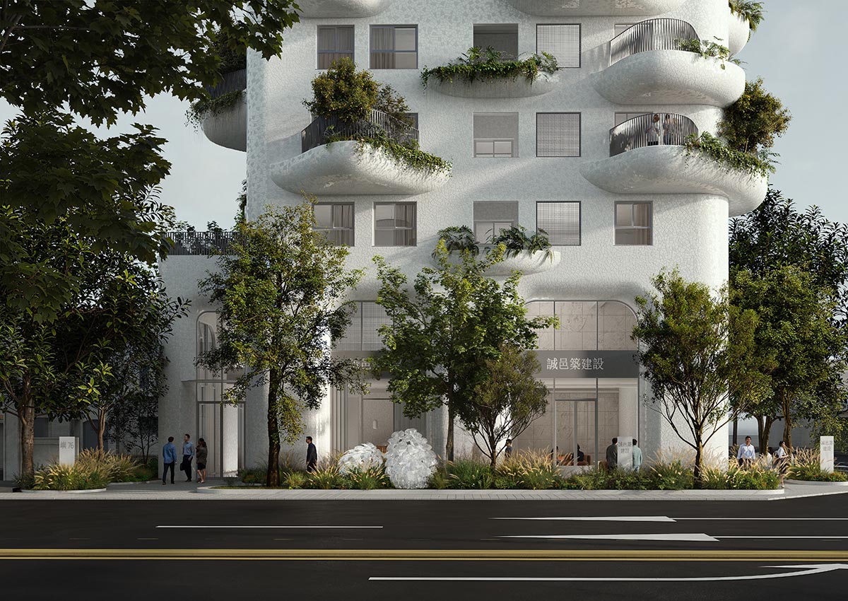 MVRDV wraps residential tower in Taiwan with shimmeric ceramic facade and soft curving balconies 