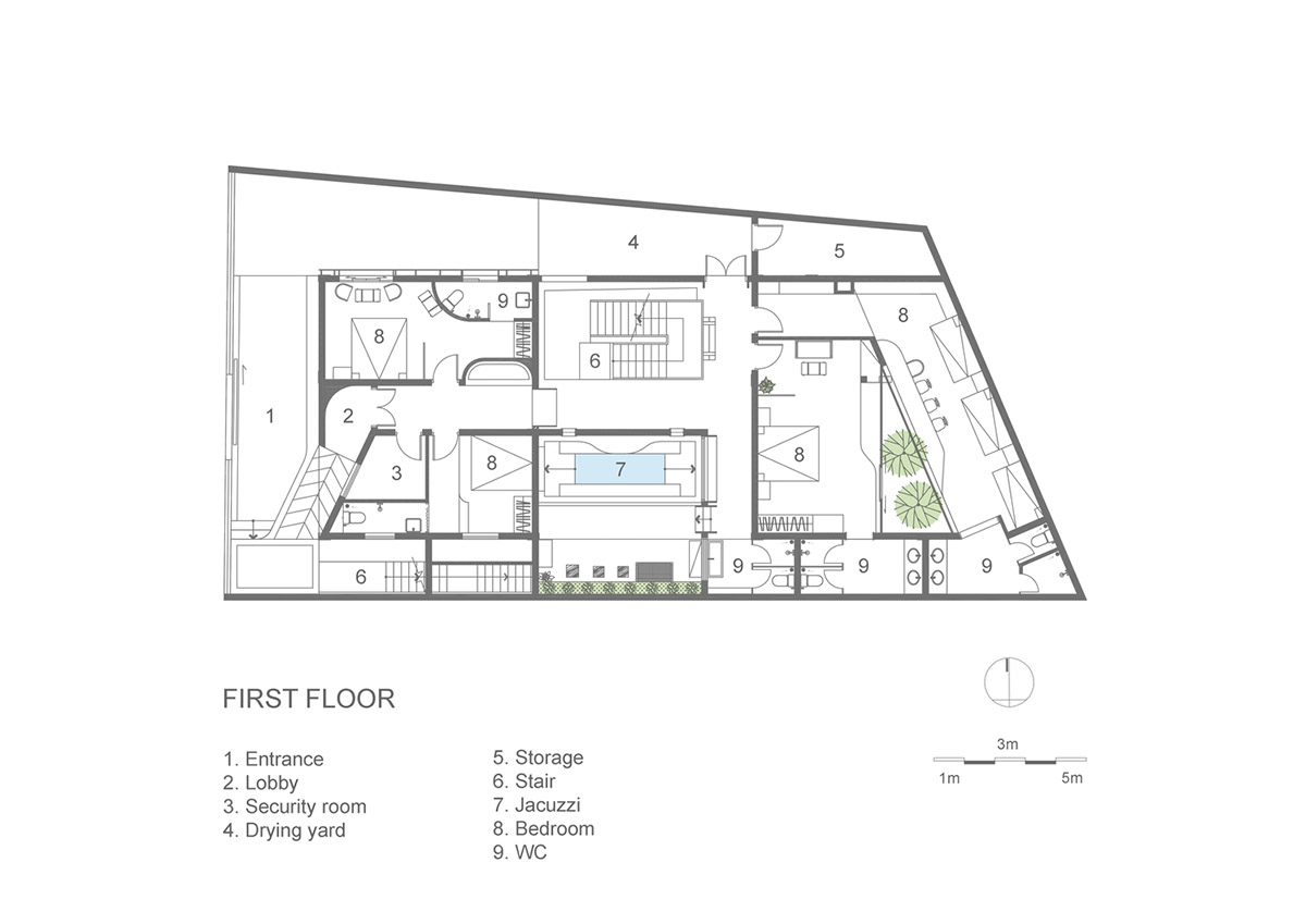 Le House wraps this small hotel with porous steel facade made of irregular patterns in Vietnam