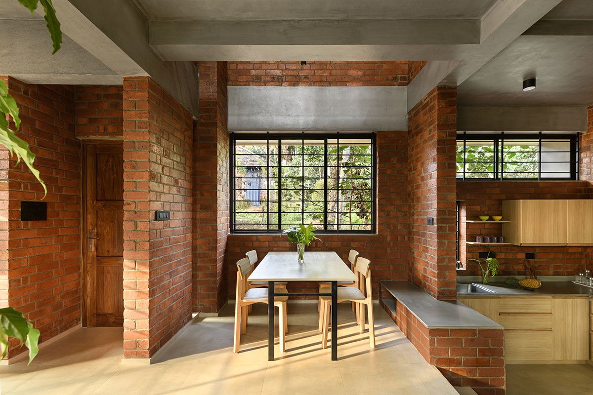 Srijit Srinivas - ARCHITECTS built Narrow Brick House with minimal elements in India 