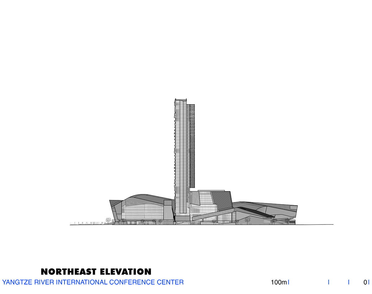 Morphosis designs conference center featuring undulating podium clad in titanium panels in China 