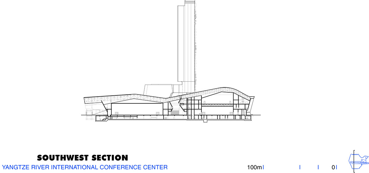Morphosis designs conference center featuring undulating podium clad in titanium panels in China 