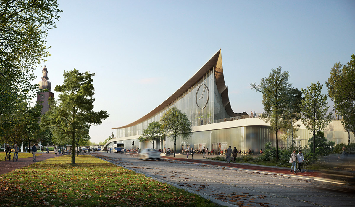 BIG designs travel center creating a dramatic roofscape in Sweden's Västerås city