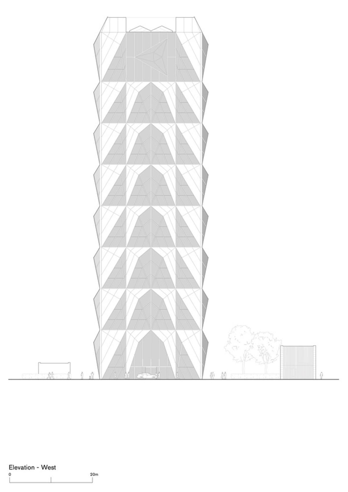 Foster + Partners completes office tower clad by triangular pieces of copper in Yekaterinburg