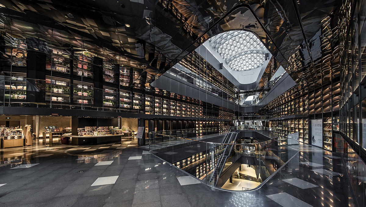 Gonverge Interior Design's mega artists book walls reinterpret shopping mall typology in Xi’an
