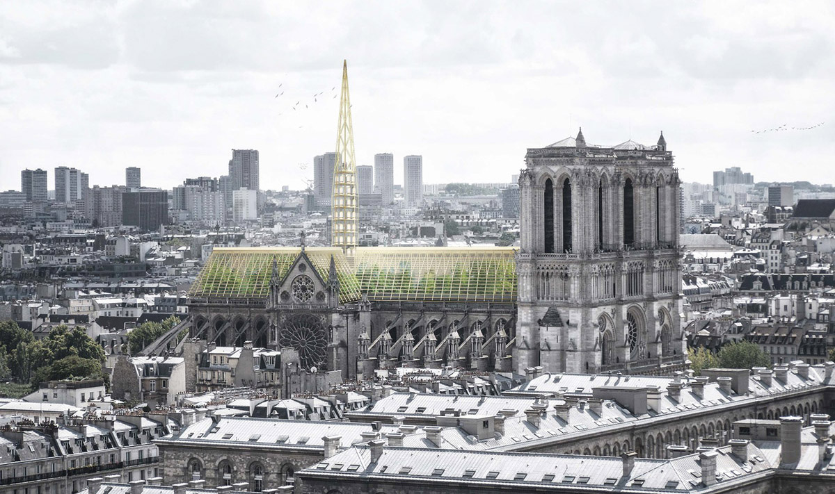 Studio NAB proposes educational and socially active greenhouse roof for Notre-Dame cathedral