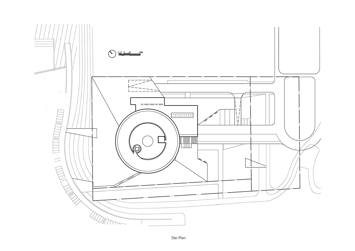 STUDIO A+ designs climbable ring-shaped art center on a green mound in Zhengzhou