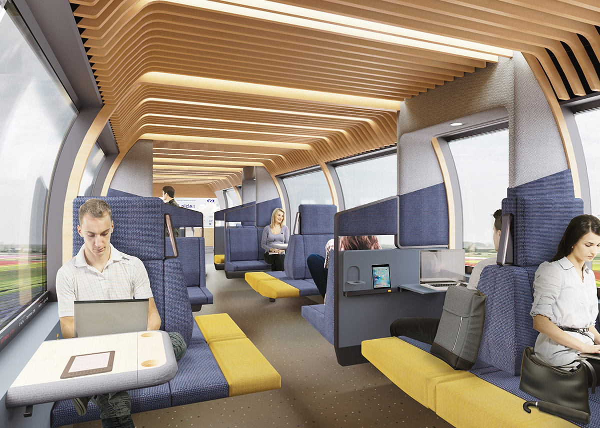 Mecanoo and Gispen reveal vision for modular train interior allowing passengers diverse activities