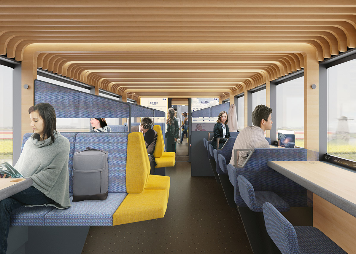Mecanoo and Gispen reveal vision for modular train interior allowing passengers diverse activities