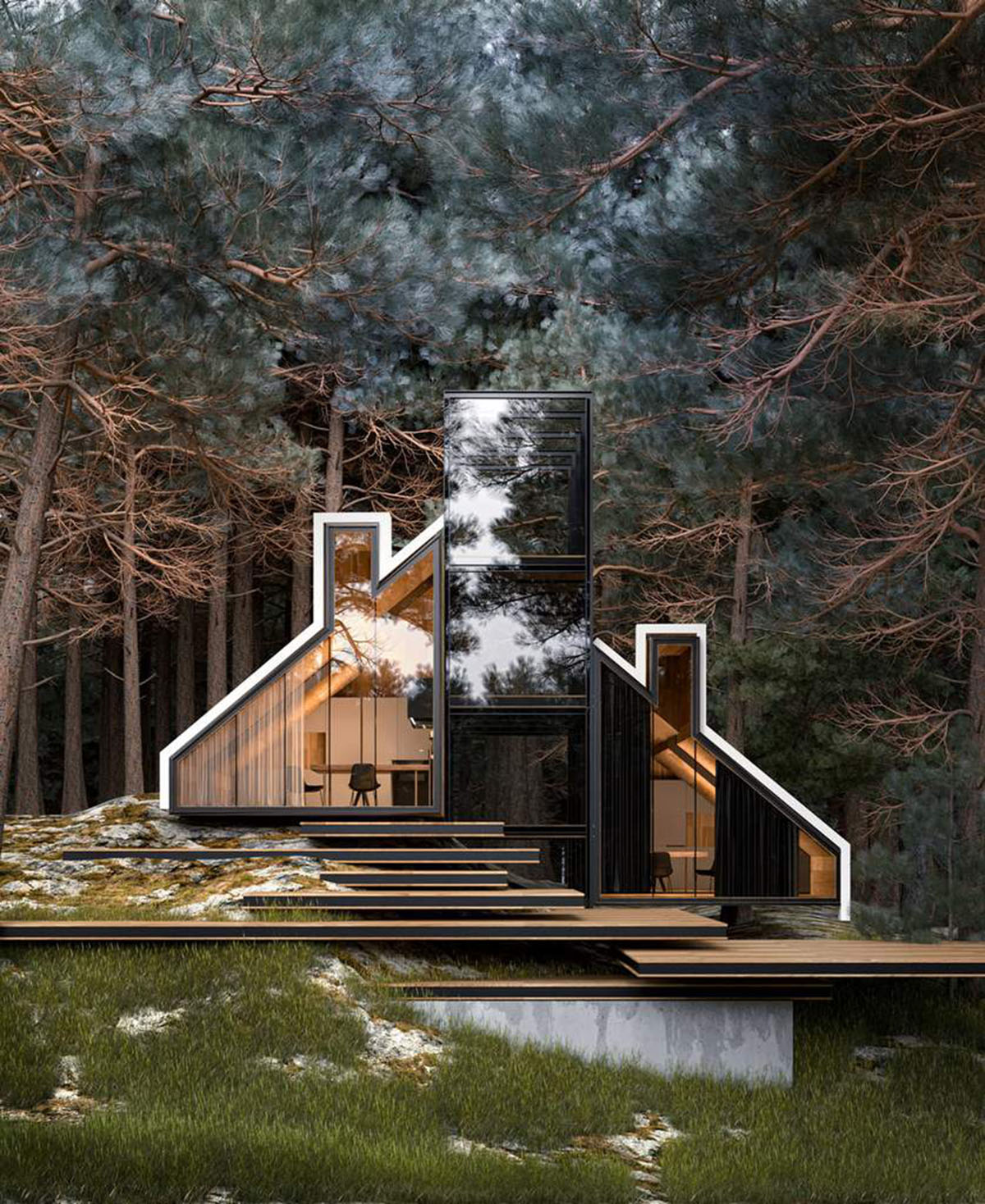 Alex Nerovnya designs vacation house to frame surrounding landscape with profiled facade
