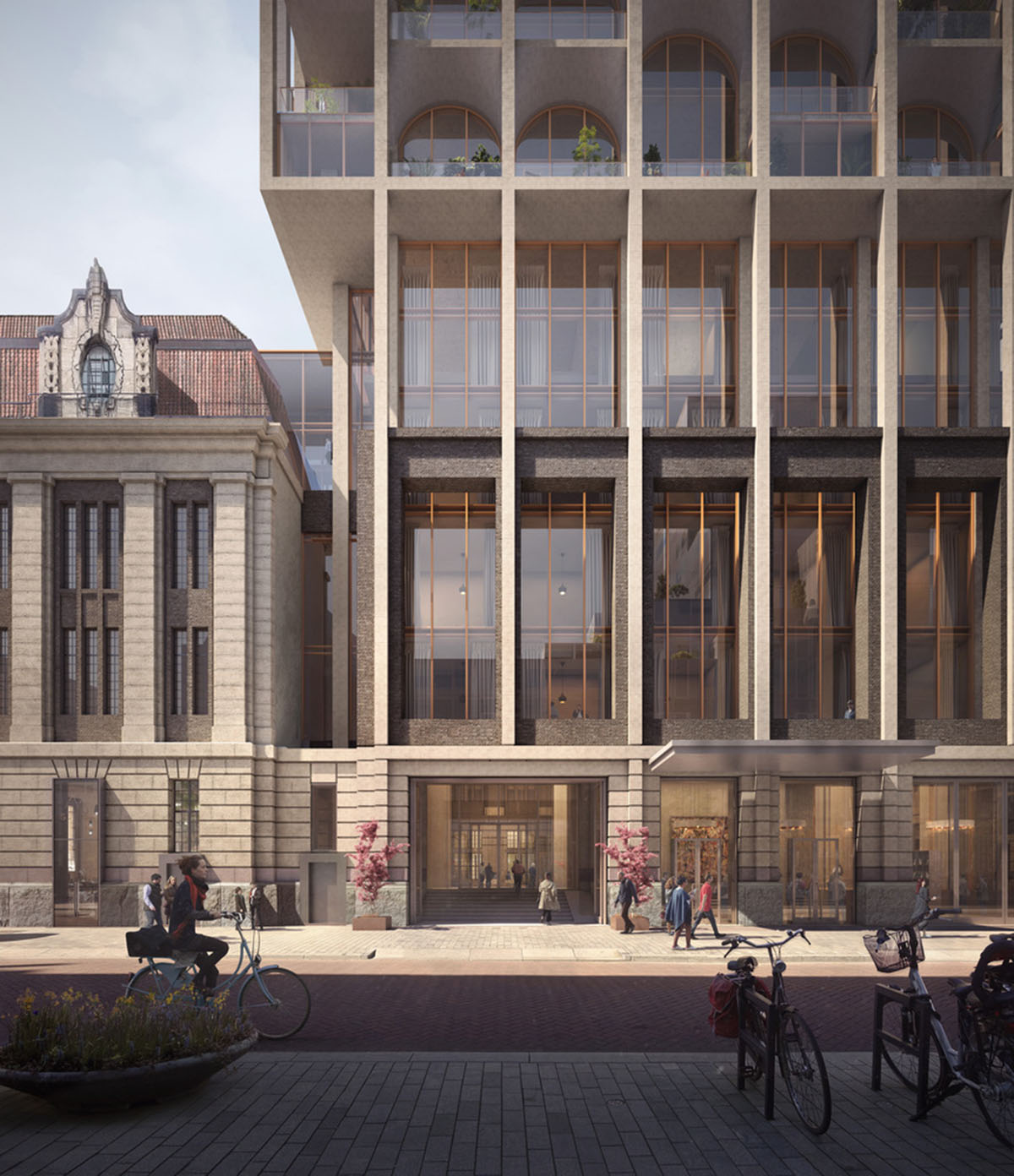 ODA to expand Rotterdam's historic post office with tower featuring mini vaulted windows