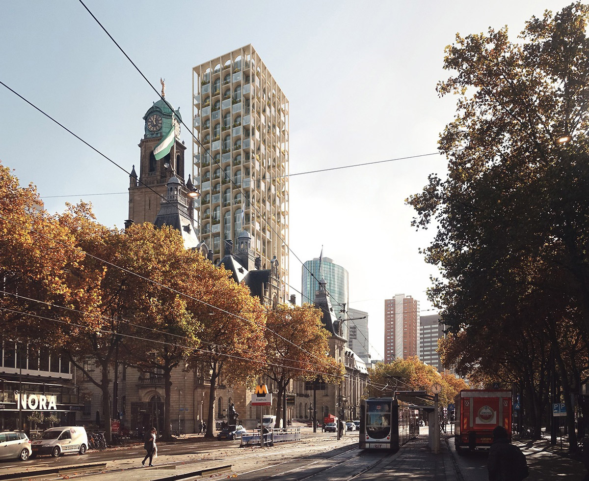 ODA to expand Rotterdam's historic post office with tower featuring mini vaulted windows