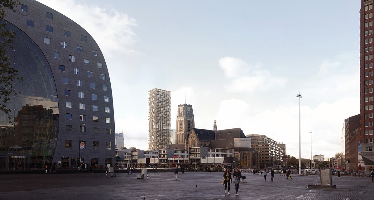 ODA to expand Rotterdam's historic post office with tower featuring mini vaulted windows