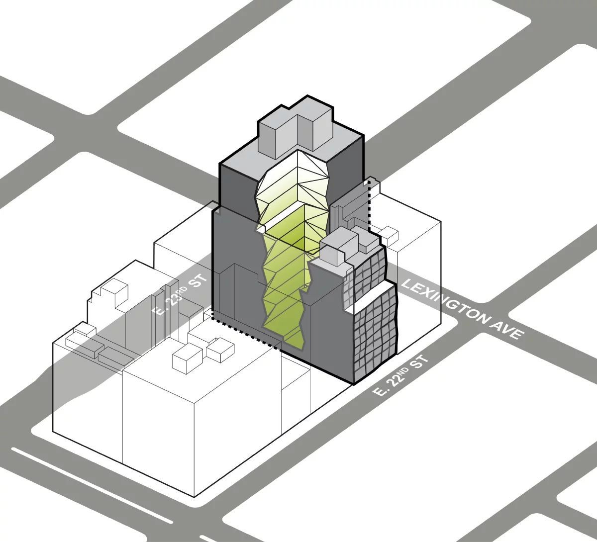 OMA's 121 East 22nd Street redefines the streetscape with prismatic corner in Manhattan