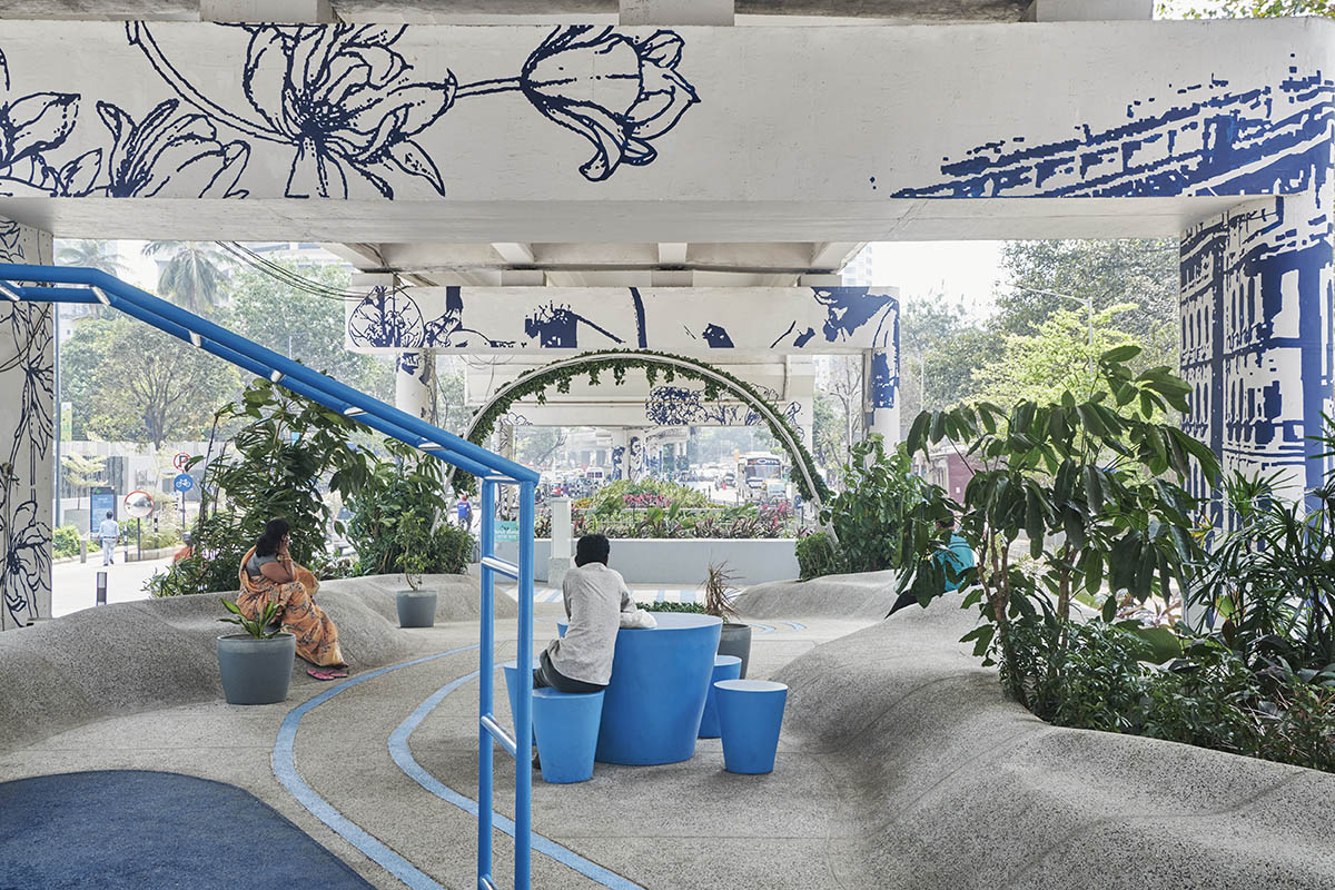 MVRDV and StudioPOD transform Mumbai's neglected space beneath flyover into a community space 