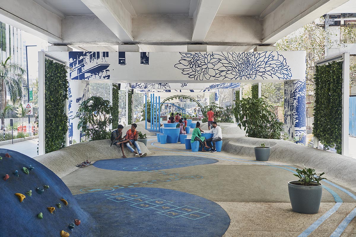 MVRDV and StudioPOD transform Mumbai's neglected space beneath flyover into a community space 